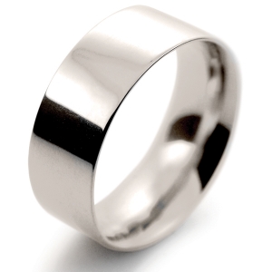 Flat Court Medium - 8mm (FCSM8 W) White Gold Wedding Ring